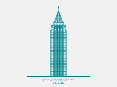 One Atlantic Center Atlanta Georgia architecture atlanta georgia building city city illustration cityscape design desktop flat flat illustration ibm tower illustration line work lineart midtown atlanta mobile one atlantic center skyline vector vector illustration