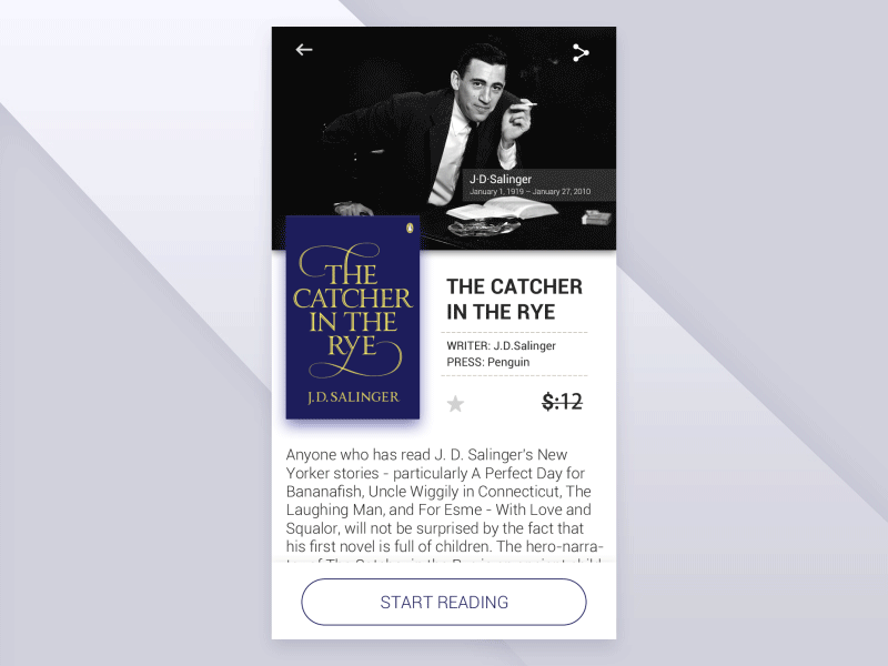 Ebook app Interface ebook salinger