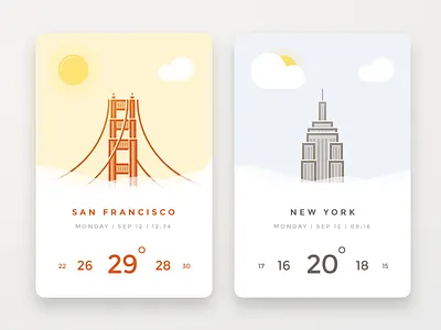 Daily UI challenge #037 — Weather app bridge buiding card challenge daily dailyui new york san francisco ui weather