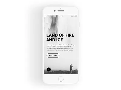 Article Screen app black and white design flat interface photo social ui ux