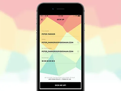Mobile Sign Up form flat mobile signup ui ux