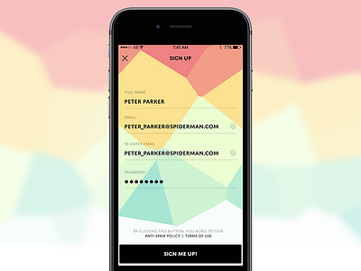 Mobile Sign Up form flat mobile signup ui ux