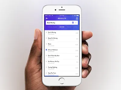 Search Result app interface ios light media minimal music search ui ux