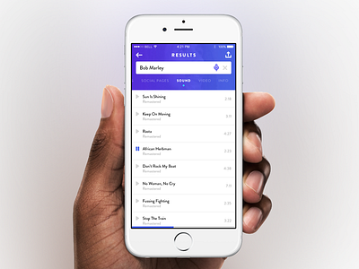 Search Result app interface ios light media minimal music search ui ux