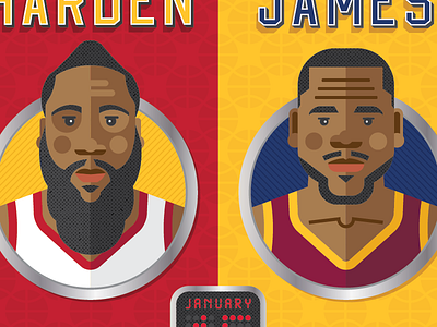 Harden vs. Lebron basketball hoops houston illustration lebron rockets