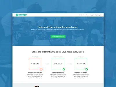 Prodigy Feature Page clean feature layout product ui web design