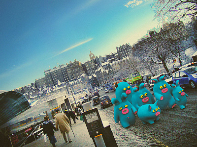 Blue tourists 3d 3dart cute edinburgh illustrations little monsters monsters scotland