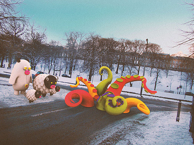 Blocked road ahead 3d 3dart cute edinburgh illustrations little monsters monsters scotland
