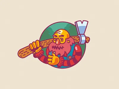 Woody axe beard character illustration lumber trees wood woods