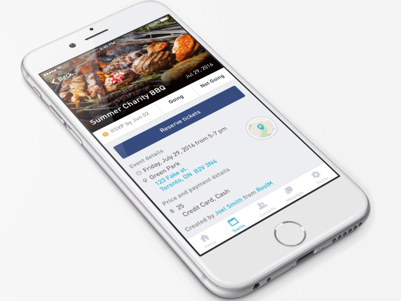 Social meetup detail aftereffects animation app description design detail event ios mobile ui