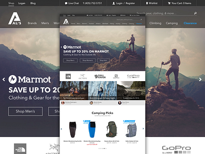 Al's Sporting Goods Homepage header homepage layout masthead nav sporting goods sports ui ux