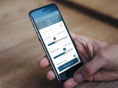 Contractor Search app design form mobile search slider switch ui ux