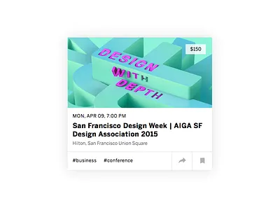 New Listing Card cards date event friends grid hashtag images price save share sketches