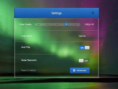 Day 007 - Settings 007 blue dailyui glass photoshop settings simple sketch skeuomorphic ui