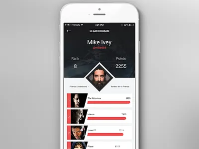 Leaderboard app friends game gaming ios leaderboard list ranking stats ui user ux