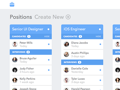 Brief Hiring Interface blue enterprise ui ui design