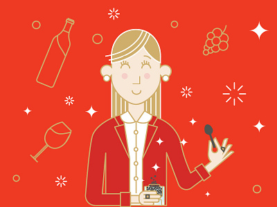 Wine To Eat - Girl Character blond caviar character design girl grape sparkling wine wine to eat