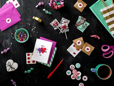 Galentines Day Cards art direction galentines galentines day hand lettering handmade hearts illustration lettering personal work photo styling riso treat yourself