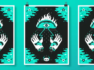 Illuminati Taco afterhours afterhoursatx atx austin flames food hands illuminati poster skull taco tx