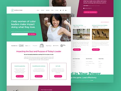 Gloria Landing Full branding color g gloria s chan green landing page leadership life coach logo marketing pink ui