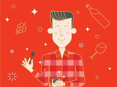 Wine To Eat - Boy Character boy caviar character design grape sparkling wine wine to eat