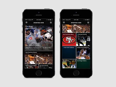 Sporting Vote - Home dark feed grid iphone sports teams voting