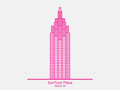 Suntrust Plaza Atlanta Ga architecture atlanta georgia city city illustration cityscape design desktop downtown atlanta flat flat illustration illustration line work magenta mobile red skyscraper vector vector illustration vector illustration building web