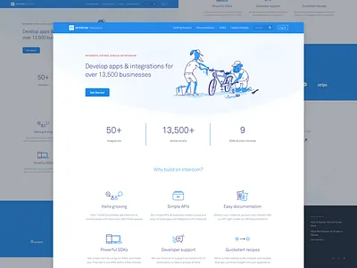 Intercom’s Developer Hub api app developer hub illustration intercom interface landing ui web website