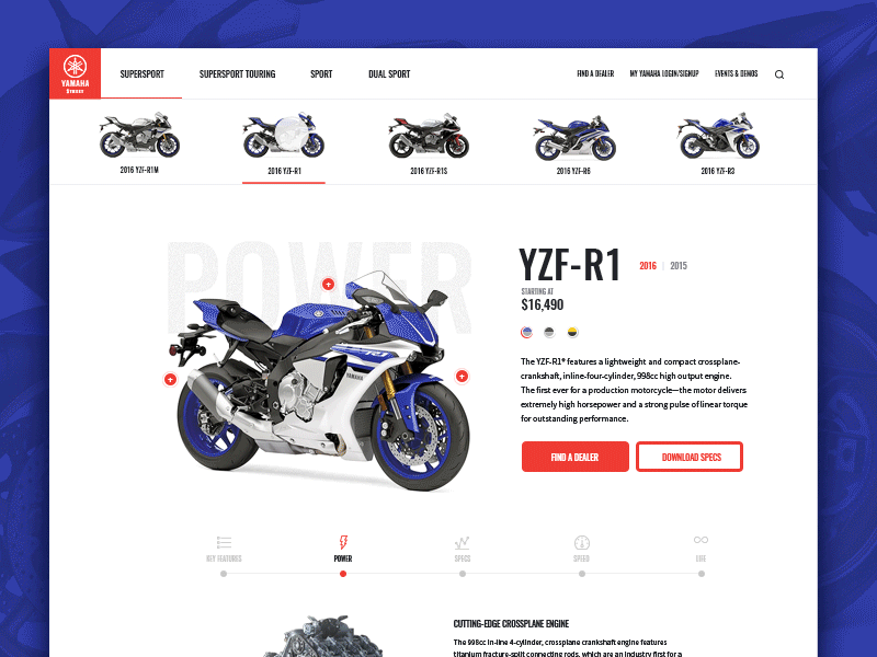 Yamaha Street + Free PSD animation bike interaction main nav menu motorcycle nav ui ux yamaha