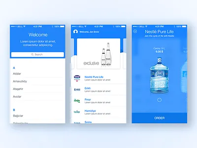 Water Order App choose commerce flat health ios landing page m commerce minimal minimalist order ui ux water