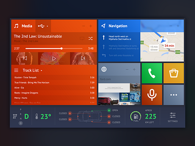 HMI concept automotive car dashboard hmi interface tiles