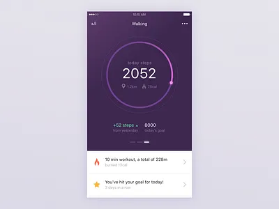 Health/Fitness app app clean fit healt ios minimal mobile step walk