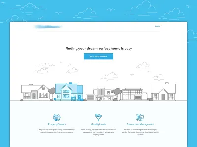 Landing page blue grey icon illustration landing page property real estate simple web white