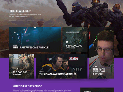 Pegasus theme animagion esports gamer gaming gif slider slideshow ui web website