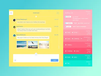 Messenger App app calendar chat clean colorful concept interface material messenger minimal ui web