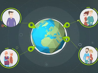 Myexpat corporate data earth family flat man motion old people woman world