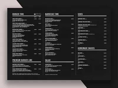 Street Burger Menu branding food identity menu minimal minimalistic packaging restaurant typography
