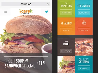 Mobile Centric Restaurant Website clean colorful deli food icons minimal modern modular photography restaurant website