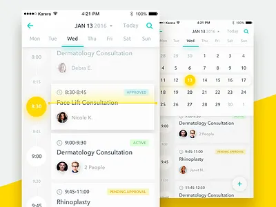 Medical App. Planning app calendar clean health ios jobs list mobile schedule ui ux week