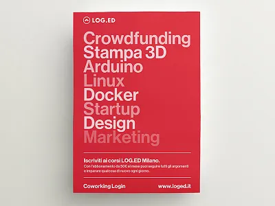Log.Ed Advertising Campaign 3d clean course design education learn marketing poster print red startup swiss