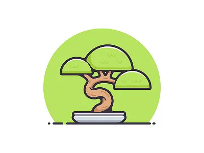 Bonsai art bonsai icon illustration japanese leaves miniature nature plant symbol tree