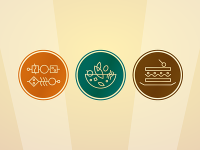 Food icon set advertising appetizer artdeco dessert food icon line retro rollup salad