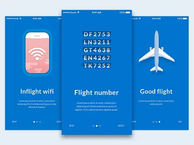 Onboarding - Day 023 #DailyUi airplan app dailyui flight flip inflight onboarding wifi