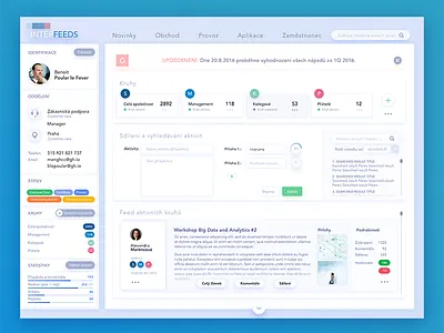 social dashboard design employee feed interface milkovone social ui ux web