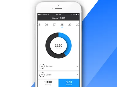 Calories Calculator app calorie fitness graph health ios mobile nutrition sport statistic ui ux