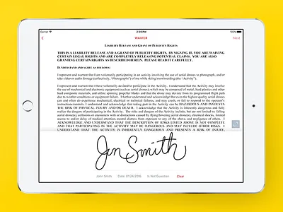Cape Waiver Screen clean crm ios ipad mobile ui waiver