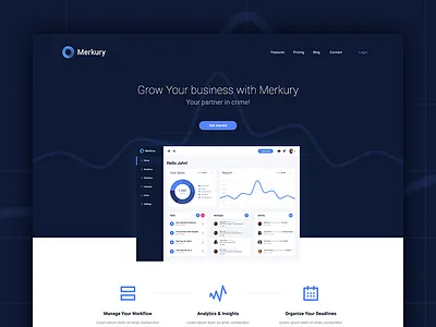 Merkury Free PSD Template admin dashboard download free freebie landing page psd template ui ux web
