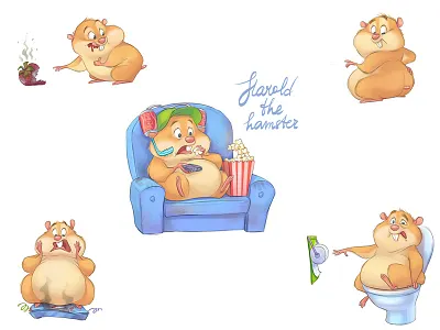 Harold coca cola couch fat hamster poo popcorn strawberry toilet toilet paper weigher