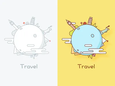 Travel cloud earth illustration liberty london pisa travel world