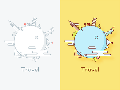Travel cloud earth illustration liberty london pisa travel world
